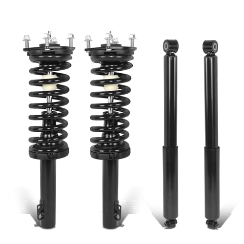 Auto Dynasty Pair of Front Coil Spring Shock Strut Mount Assembly and Rear Struts Shock Absorber Compatible with Jeep Commander Grand Cherokee 2005-2010, Matte Black Powdercoat