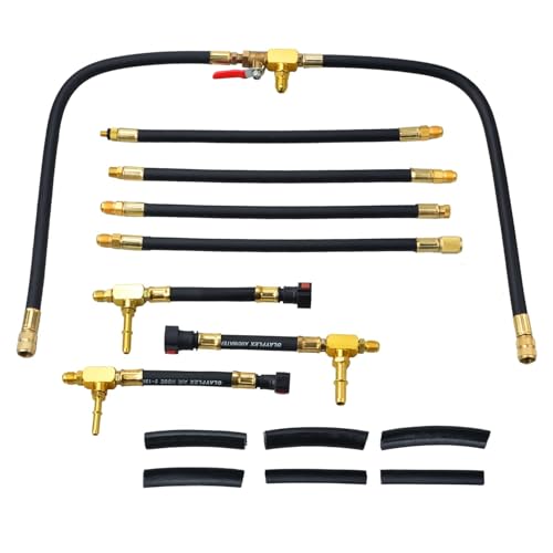 Fuel Injection Pressure Tester Kit 0-140 PSI, Pro Fuel Pressure Gauge with 3 Sizes Fuel Line Fittings (6.30mm/7.89mm/9.49mm) for Car, Truck, Motorcycle