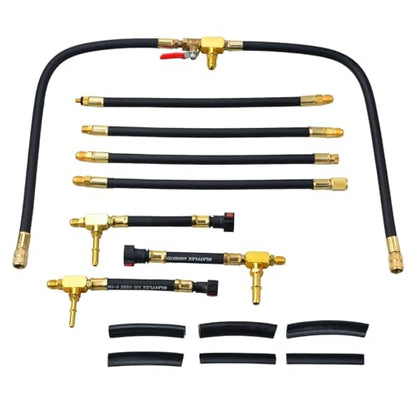 Fuel Injection Pressure Tester Kit 0-140 PSI, Pro Fuel Pressure Gauge with 3 Sizes Fuel Line Fittings (6.30mm/7.89mm/9.49mm) for Car, Truck, Motorcycle