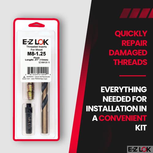 E-Z LOK E-Z Hex Thread Repair Kit for Soft Wood Flush Threaded Inserts M8-1.25 x 13mm, Drill, Installation Tool - size: M8-1.25 x 13mm, style: Flush