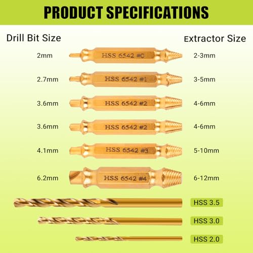 Damaged Screw Extractor Set, 10Pcs Easy Out Bolt Extractor Set, Drill Bit Stripped Screw Remover Tools for Damaged, Broken, Rusted, Small Screws, Bolts, Nuts - size: 10 Pieces