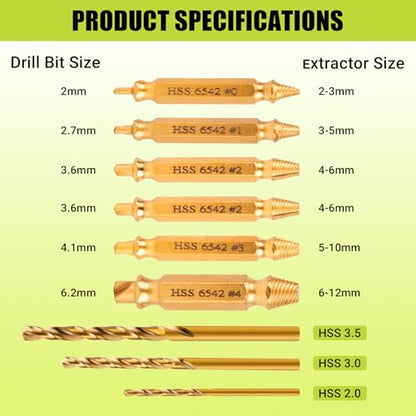 Damaged Screw Extractor Set, 10Pcs Easy Out Bolt Extractor Set, Drill Bit Stripped Screw Remover Tools for Damaged, Broken, Rusted, Small Screws, Bolts, Nuts - size: 10 Pieces