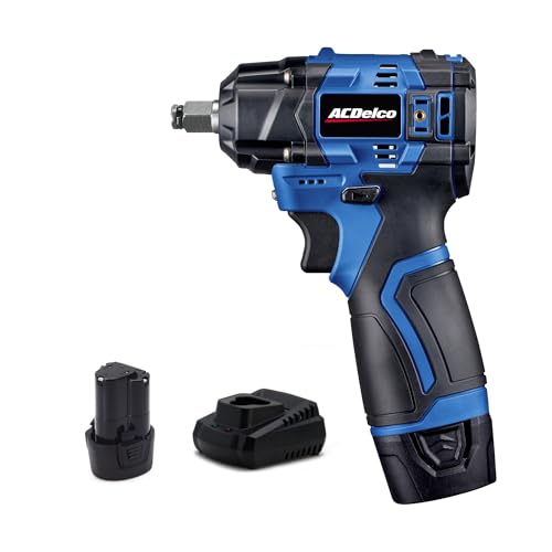 ACDelco G12 12V Brushless 3/8" Cordless Impact Wrench Dual-Battery Kit, 140 ft-lbs, 190 Nm, 3600 RPM, 4-Mode Control, Ultra-Compact 5", Includes (2) Li-ion Batteries & Charger - ARI12186-3-P2