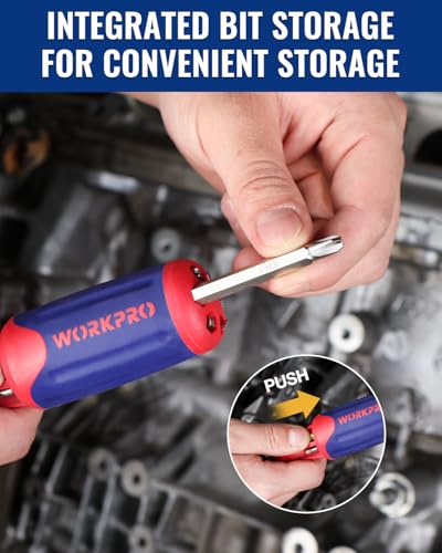 WORKPRO 12-in-1 Ratcheting Multi-Bit Screwdriver Set, Quick-load Mechanism Screwdriver with Double End Bits in Handle - size: Standard