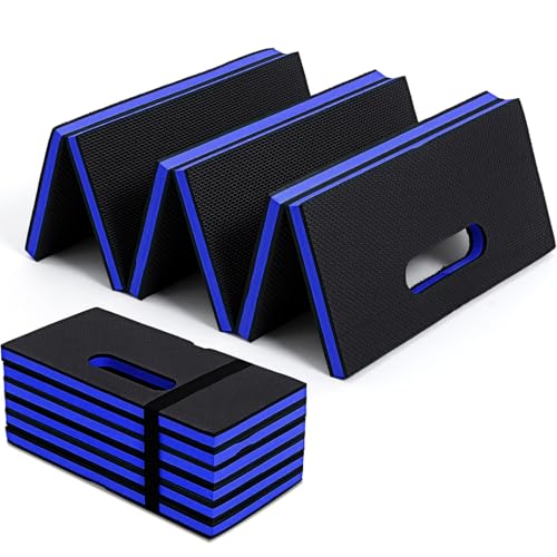 Kifmurase 1" Foldable Thick Kneeling Pad, 5 Fold Comfortable EVA Foam Knee Pads, Waterproof Mechanic Kneeling Pad with Handle, High-Density Cushion Mat for Gardening, Workout, Exercise, Mechanic - color: Blue