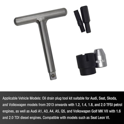 5Pcs 1/4" & 3/8" Oil Service Set for Plastic Oil Drain Screws Disassembly kit, T-handle Oil Drain Screws Removal Tool Kit, Oil Drain Screws Remover