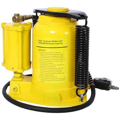 Pneumatic Air Hydraulic Bottle Jack, 32 Ton/64,000 LBS All Welded Bottle Jack, 10.4-16.3 inch Lifting Range, with Manual Hand Pump & Handle,Heavy Duty Auto Truck Travel Trailer Repair Lift - color: Blue, size: 32Ton