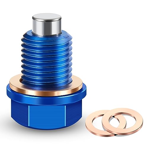 M14 x1.5 Magnetic Oil Drain Plug with Crush Washer Gaskets Replacement for Ford GM Hyundai KIA and More Select Models - size: M14×1.5
