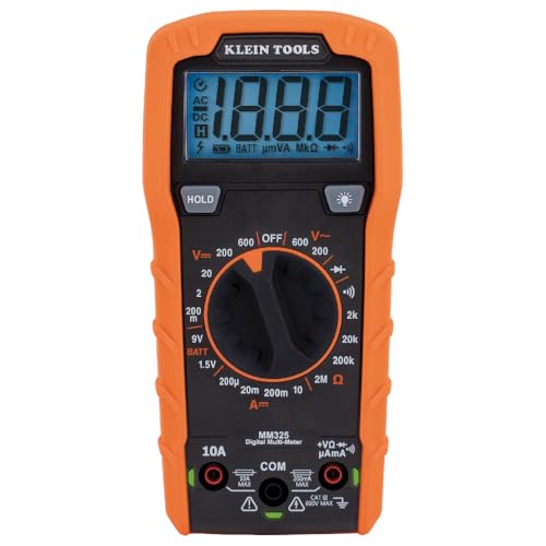 Klein Tools MM325 Multimeter, Digital Manual-Ranging 600V AC/DC Voltage Tester, Tests Batteries, Current, Resistance, Diodes, and Continuity - size: Manual-Ranging w/o Case