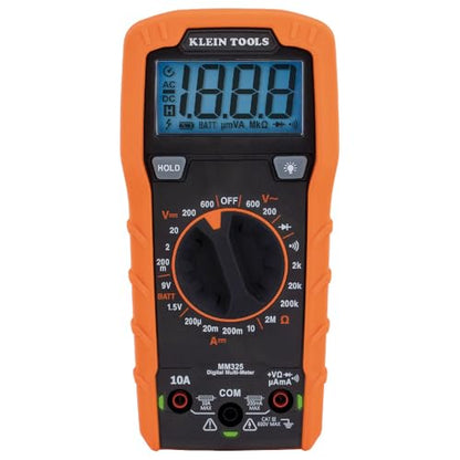 Klein Tools MM325 Multimeter, Digital Manual-Ranging 600V AC/DC Voltage Tester, Tests Batteries, Current, Resistance, Diodes, and Continuity - size: Manual-Ranging w/o Case