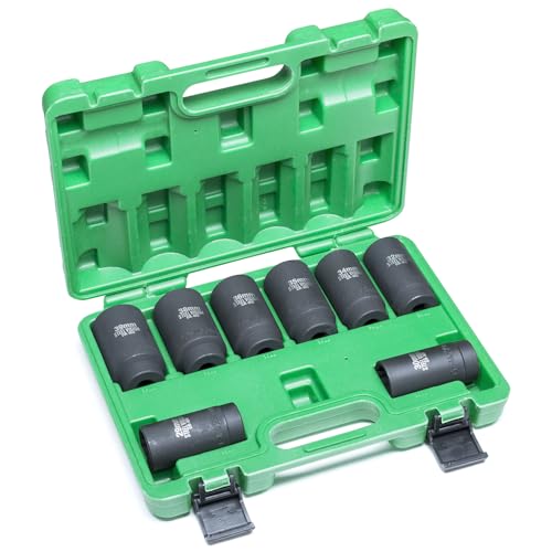Steel Vision 1/2" Driive Impact Socket Set (1/2"_Metric_Deep Spindle Axle Nut) - style: 1/2"_Metric_Deep Spindle Axle Nut