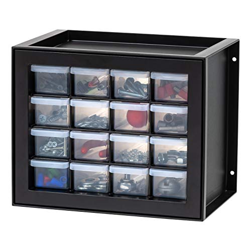 IRIS USA 16-Drawer Small Drawer Organizer, Made in USA, Stackable Teacher Toolbox For Crafts, Crayons, Beads, Building Bricks, Water Packets, Screws, Hardware, Desk & Garage Storage, Black - color: Black, size: 16 Drawer