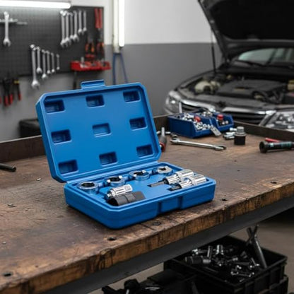Qianly 8 Pieces Shock Absorber Tool Kit Heat Treated Shock Absorber Removal Tool Anti-Rust Strut Nut Socket Set for DIY Enthusiasts, Auto Repair Shop, Garage