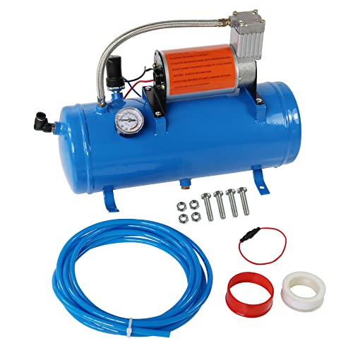 JDMSPEED New 150PSI DC 12V Air Compressor with 6 Liter Tank 1.6 Gallon For Train Horns Motorhome Tires