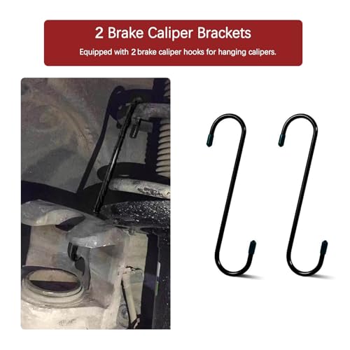 Ratchet Brake Caliper Adjustment Tool,Brake Caliper Press Caliper Piston Spreader Brake Tools,Brake Caliper Piston, Brake Caliper Press Ratchet with 2 Caliper Hooks 2 Steel Plates and Gloves (Red) - color: Red