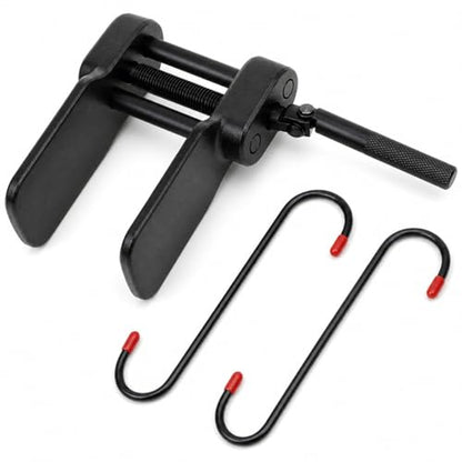 QWORK Brake Caliper Tool Kit, Heavy Duty Disc Brake Pad Spreader & Piston Compressor, 2 PCS Brake Caliper Hanger Hooks for Braking, Bearing, Suspension Work