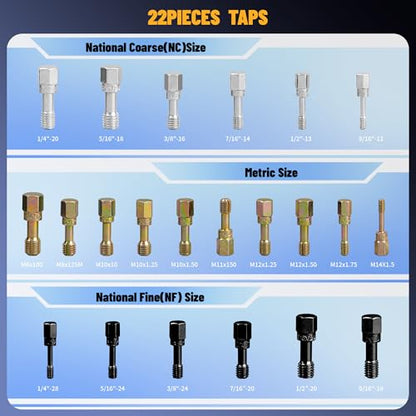 49PCS Thread Chaser Set, Thread Repair Thread Chaser Kit Metric SAE Bolt Restorer File Nut Rethreader Automotive Wheel Stud Spark Plug Engine Bolt Holeson Standard Screw Threading UNC UNF