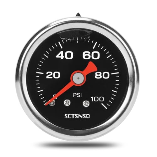 0-100 Psi Fuel Pressure Gauge, 1.5" Black Dial, 1/8" NPT Back Mount, Stainless Steel Case, Glycerin Liquid Filled, Inline Low Pressure Gauge, for Oil Water Air Pressure Test - size: 0-100 Psi, style: Back Mount (Black Dial)