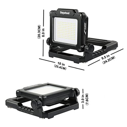Cordless 25W 4000lm LED Magnetic Work Light Compatible for Makita, Dewalt, Milwaukee, Bosch, Black and Decker, Porter Cable, Stanley 18-20V Battery, Black (AC Power Adapter Included) - style: AC Hybrid Version-4K LM-Black