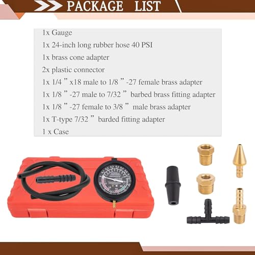 Vacuum Gauge Automotive Tester Kit, Carburetor Fuel Pressure Tester Diagnostics Tool Kit