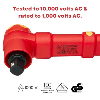 FESA Electrician Insulated Torque Wrench - (1/2" Drive, 10-50 Nm Range) | 1000V Wrench w/Easy Torque Adjustment & Scale Display - Each Insulated Wrench Has ID for Traceability - style: 1/2" Drive, 10-50 Nm Range
