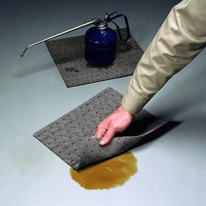 PIG Absorbent Mat Pad in Dispenser Box | 10” W x 13” L | Heavyweight | Absorbs up to 12.8 oz. per pad | 50 Pads per Box | Protect Your Home Garage Basement | PM50837