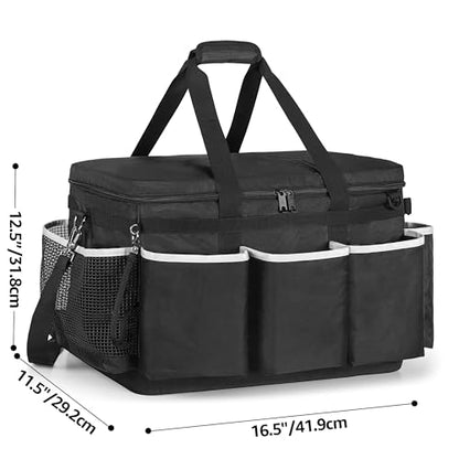 HODRANT Extra-Large Cleaning Caddy with EVA Hard Bottom with Shoulder Strap | High Capacity Cleaning Supplies Organizer for Housekeeping & Home Work, Cleaner Tools Tote Bag, Patent Design