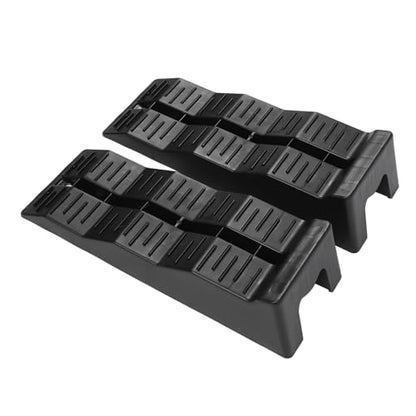 Jeffergarden RV Leveling Ramps HDPE Leveler Blocks with Wheel Chocks 11000LBS Capacity 3 Level Anti Slip Design for Campers Trailers SUVs on Uneven Ground