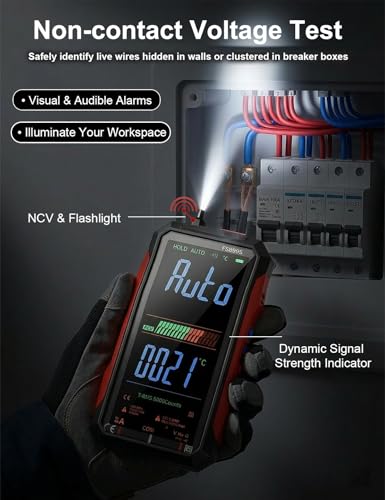 FS899S Smart Digital Multimeter, Automatic True RMS 6000 Counts, USB Rechargeable Voltmeter Ohmmeter with Full-Color LCD, Voice Broadcast & NCV, Volts Amp Ohm Tester for Automotive & Electricians