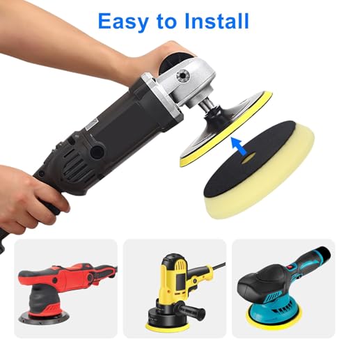5PCS Buffing Polishing Sponge Pads, 5'' Orbital Buffer Pads Hook and Loop Buffing Pads, Foam Polisher Pad 5 Grits from Coarse to Fine, for 5 Inch DA Rotary Polisher Compounding, Polishing and Waxing