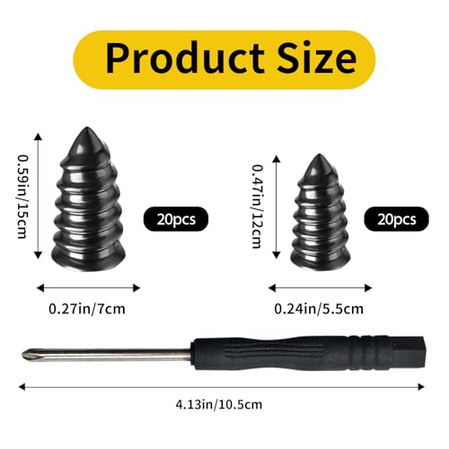 40 PCS Tire Repair Rubber Nails Kit with 2 Sizes, Screw in Tire Repair Plugs with Box and Screwdriver, Fast Self-Service Tire Repair Tools, Tire Screw Plug Repair Kit