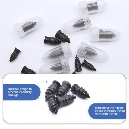 101PCS Tire Repair Rubber Nail, 2 Size Vacuum Tire Repair Kits Spiral Rubber Screws, Fast Self-Service Tool for Car, Truck, Motorcycle, Tractor Tire Puncture Repair