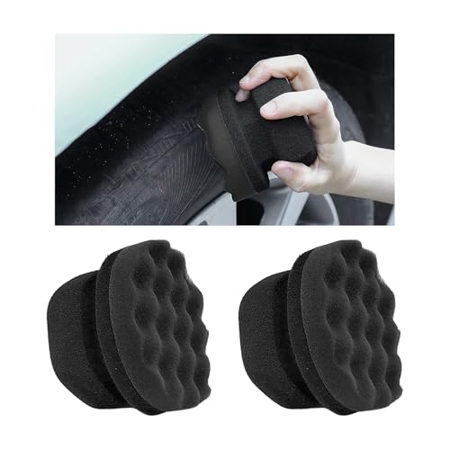 2PCS Large Tire Shine Applicator, Reusable Car Detailing Foam Hex Grip Dressing Pad, Durable Polishing Sponge Tool for Applying Tire Shine,Universal Cleaning Supplies for Wheel Care (Black) - color: Black, Large