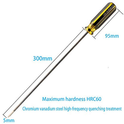 12 Inch Extra Long Screwdriver Set, Flat Head & Phillips Screwdriver with Clear Handle, Heavy Duty Magnetic Tip Screwdrivers for Home Repair, Automotive, DIY Projects, 2 Pack