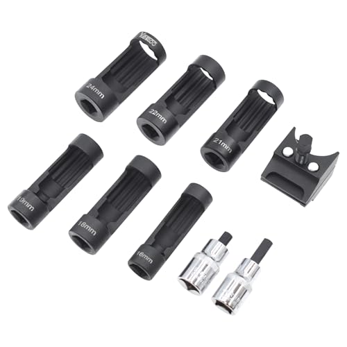 9pcs Strut Nut Socket Suspension Strut Spreader Socket Tool Kit | Shock Absorber Tool 16mm 18mm 19mm 21mm 22mm 24mm with 12 Point 1/2" Drive, Suspension Strut Split Hub/Knuckle Spreader Tool - size: 9pcs