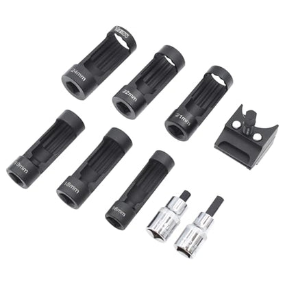 9pcs Strut Nut Socket Suspension Strut Spreader Socket Tool Kit | Shock Absorber Tool 16mm 18mm 19mm 21mm 22mm 24mm with 12 Point 1/2" Drive, Suspension Strut Split Hub/Knuckle Spreader Tool - size: 9pcs