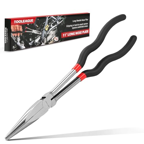 TOOLEAGUE 11" Extra Long Needle Nose Plier, Non-Slip Grip, Straight Long Nose Plier for Home Repairing,Jewelry Making and Mechanics - size: 1pc,11"Straight Long Nose Plier