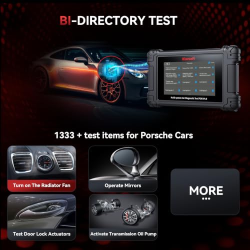 iCarsoft POR V4.0 Bidirectional Diagnostic Tool for Porsche + 2 Car Make Groups, OBD2 Scanner with Actuation Test, 28 Services Battery Registration,Support CAN-FD-Free Update