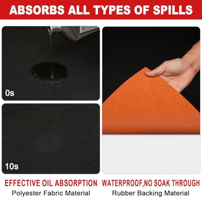Extra-Large Garage Mat 22' x 8'10" - Durable Oil Mat for Garage Mats for Floor Under Car, Washable Garage Rug, Absorbent Floor Mats with Waterproof Liner, Garage Carpet, Oil Change Pad, Car Rug - size: 8'10" x 22' (Rectangular)