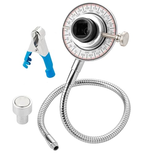 Professional Torque Angle Gauge Tool Set, 360° Angle Meter with Flexible Holding Arm for Torque Wrench Automotive Engine Maintenance 14" Flexible Clip Arm, CR-V Steel - color: New Model