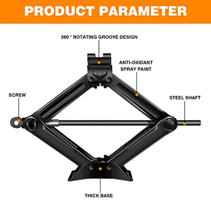 Scissor Screw Jack Lift for Car Van Vehicles 2 Ton 4.2-15 Inch Portable with Handle for Spare Tire Changing Remove(2 Pack) - size: 2 Ton Scissor jack (2 pack)