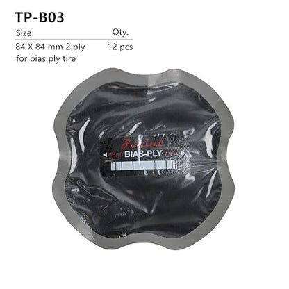 3.31" x 3.31" 12 pcs, 2 ply, Tire Repair Patch, Heavy Duty Bias Ply Repair Patch, Tire Repair for Puncture, Tire Bias Tractor Tire Repair Patch (TP-B03) - size: 3.31" x 3.31" 12 pcs