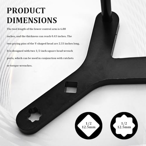 Lower Control Arm Prying Tool, Control Arm Bushing Tool, Automotive Suspension Specialty Bushing Pry, Car Accessories Lower Ball Joint Pry Compatible with a 1/2" Drive Extension Breaker Bar
