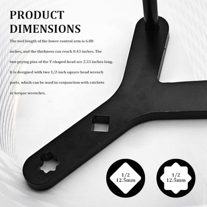 Lower Control Arm Prying Tool, Control Arm Bushing Tool, Automotive Suspension Specialty Bushing Pry, Car Accessories Lower Ball Joint Pry Compatible with a 1/2" Drive Extension Breaker Bar