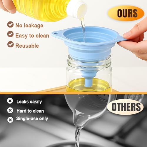 Kitchen Funnel Set 3 Pack, Collapsible Silicone Funnels for Filling Water Bottles & Small Bottles | Food-Grade, Easy Clean & Space-Saving (Gray) - color: gray