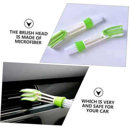 3pcs Double-Ended Car Air Vent Brush Set Mini Duster for Automotive Interior Cleaning Green Louver and Air Conditioner Cleaner Tool for Dashboard and Outlet Detailing