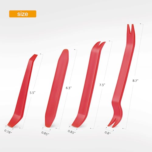 GOOACC Auto Trim Removal Tool Kit No-Scratch Tool Kit for Car Audio Dash Window Molding-4PCS (Red) - color: Red, size: 4PCS Trim Removal Tool