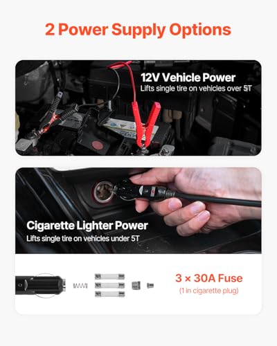 VEVOR Electric Car Jack, 5 Tons /11000 lbs, Scissor Jack with Built-in Inflator, 12V Tire Change Replacement with Impact Wrench & LED Light, Portable Jack kit for Sedan, SUV, Truck