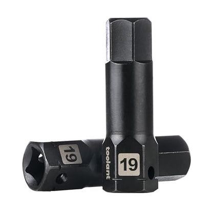 toolant 1/2" drive 19mm impact hex bit socket set 2PCS, Hex Drive, S2 Steel Air Drive Allen Socket set,Impact Grade，Anti-Roll Design - size: 1/2" drive - 19mm - 2 PCS