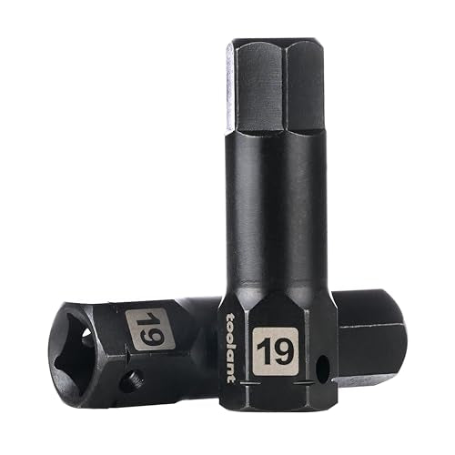 toolant 1/2" drive 19mm impact hex bit socket set 2PCS, Hex Drive, S2 Steel Air Drive Allen Socket set,Impact Grade，Anti-Roll Design - size: 1/2" drive - 19mm - 2 PCS